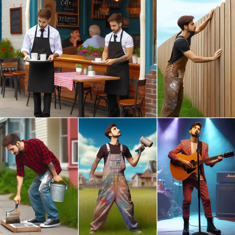 Visual representation of "jobbing" - Involved in casual or occasional work.