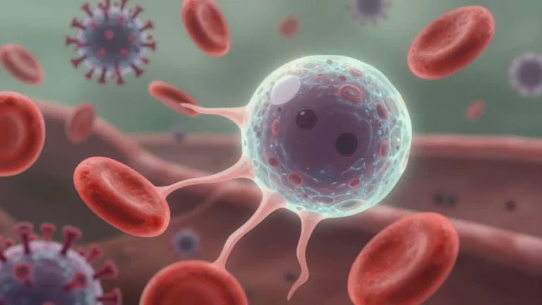 Visual representation of "lymphocyte" - A type of white blood cell that is part of the immune system and helps the body fight infections.