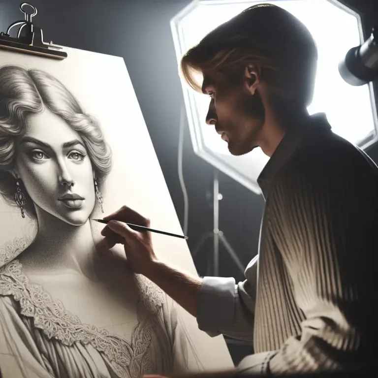 Visual representation of "draughtsmanship" - The quality of being skilled in drawing or designing artistic images.