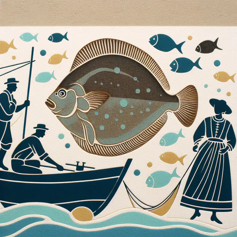 Visual representation of "flounder" - A type of fish that has a flat body and that is eaten as food