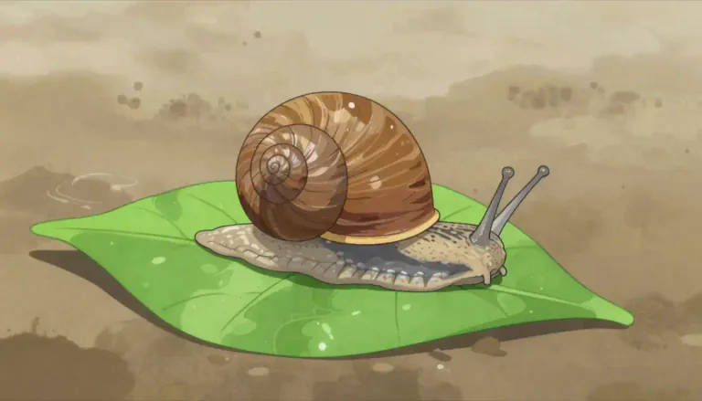 Visual representation of "snail" - A small creature with a soft body, a hard shell on its back, and moves very slow