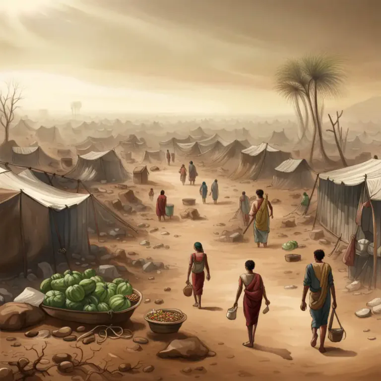Visual representation of "famine" - An extreme and general scarcity of food, as in a country or a large geographical area.