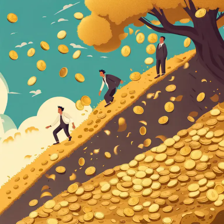 Visual representation of "trickle down" - Benefit that in theory should reach the less advantaged sections of society when the wealthy get richer.
