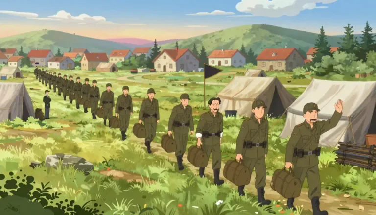 Visual representation of "demobilization" - The process of sending soldiers home after a war has ended