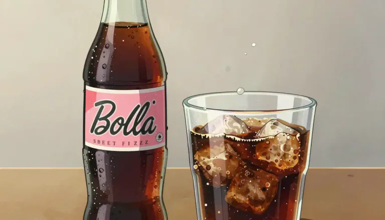 Visual representation of "soda" - A sweet, fizzy drink, often cola or similar.