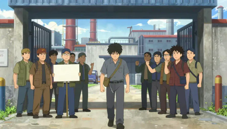 Visual representation of "blackleg" - A person who works while others are on strike.