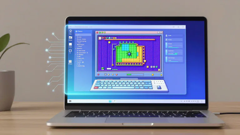 Visual representation of "emulator" - A program that lets your computer act like another kind of computer.
