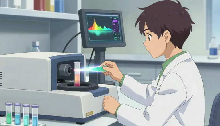 Visual representation of "spectrophotometry" - A method used to measure the amount of light that a chemical substance absorbs, allowing for the determination of its concentration.