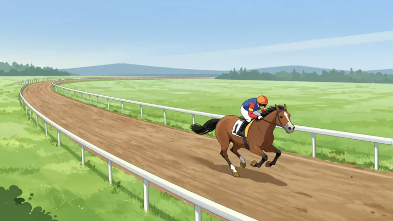 Visual representation of "furlong" - A unit of distance equal to 220 yards or 1/8th of a mile, primarily used in horse racing.
