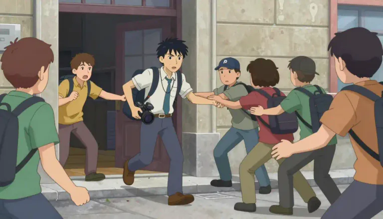 Visual representation of "waylay" - To stop or interrupt someone and detain them against their will.
