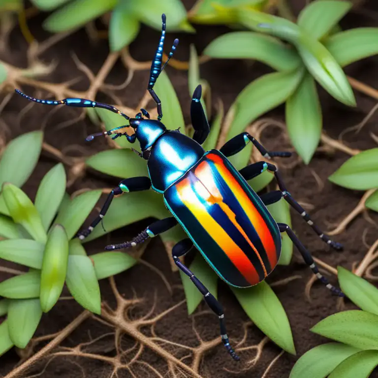 Visual representation of "harlequin" - A certain type of insect presenting a lustrous multicolored metallic sheen.