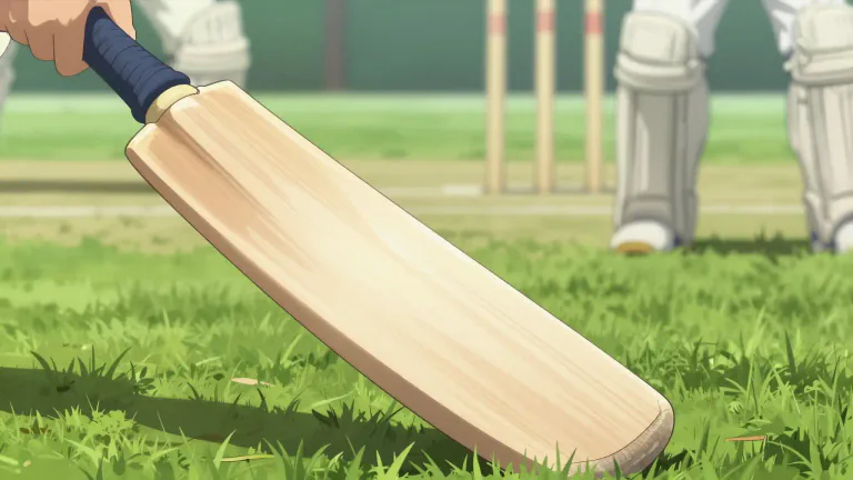 Visual representation of "willow" - A bat used in cricket which is made from willow wood.