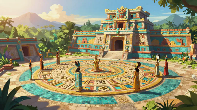 Visual representation of "aztec" - Relating to or characteristic of the Aztecs, their language, culture, or civilization.