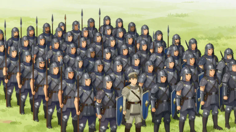 Visual representation of "battalion" - A large organized group of soldiers who are ready to fight in a battle.