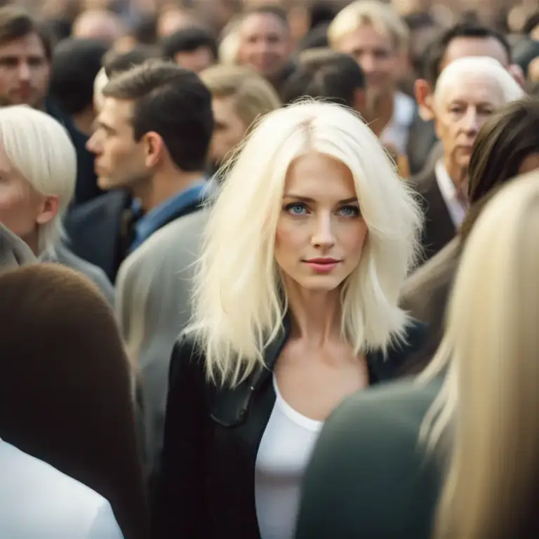 Visual representation of "platinum blonde" - A very light, almost white color of blonde hair