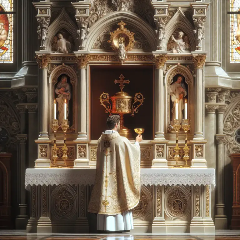Visual representation of "tabernacle" - A niche or cupboard in a Christian church where the Eucharist is kept.