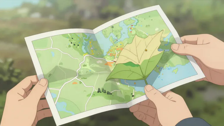 Visual representation of "leaflet" - A part of something that folds out like a leaf, such as a map or a door