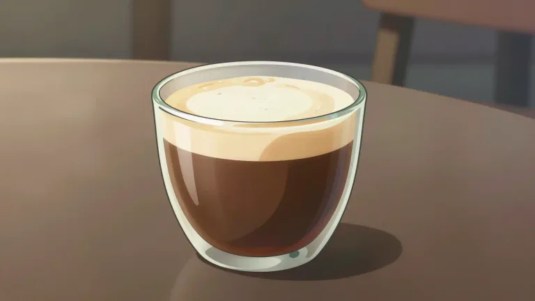 Visual representation of "cortado" - A cortado is a type of coffee drink made with equal parts espresso and steamed milk.