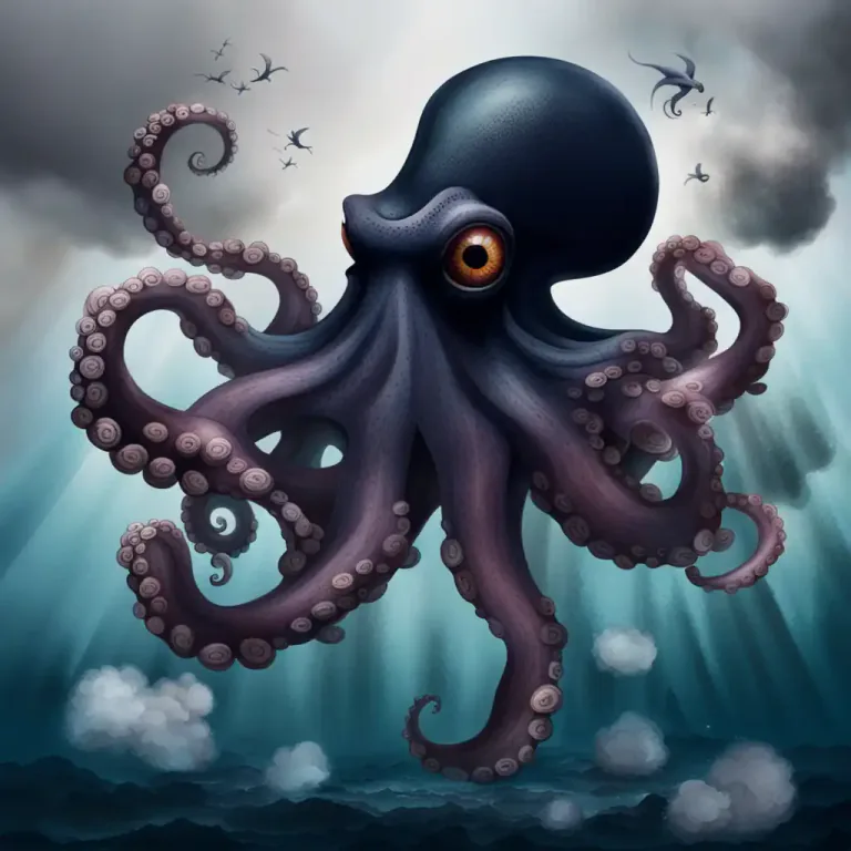 Visual representation of "ink" - The dark liquid ejected by a squid, octopus, or cuttlefish as a defence mechanism