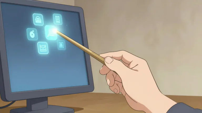 Visual representation of "wand" - A tool that is thin and long, sometimes used for precise control or selection in technology