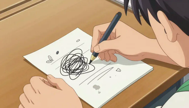 Visual representation of "scribble" - To write or draw something quickly or carelessly