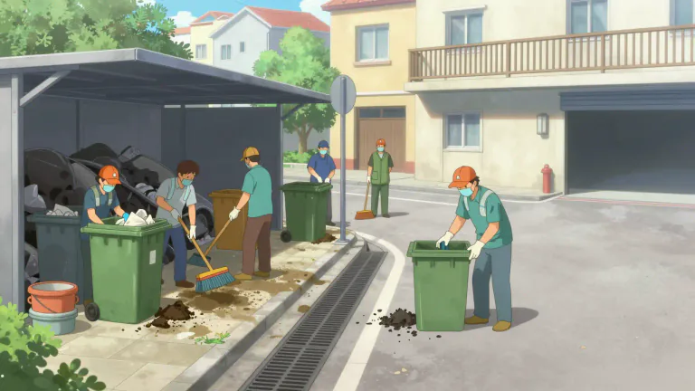 Visual representation of "sanitation" - The methods used to keep places clean and healthy to live in, especially by removing human waste and trash.