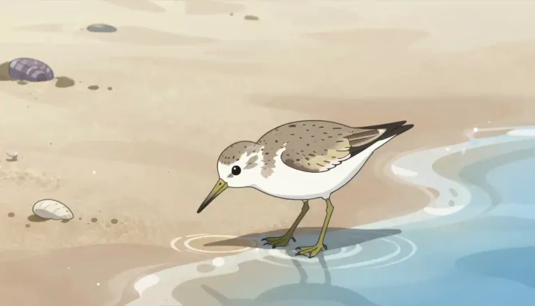 Visual representation of "sandpiper" - A small bird with long legs and a long bill, often found near water.