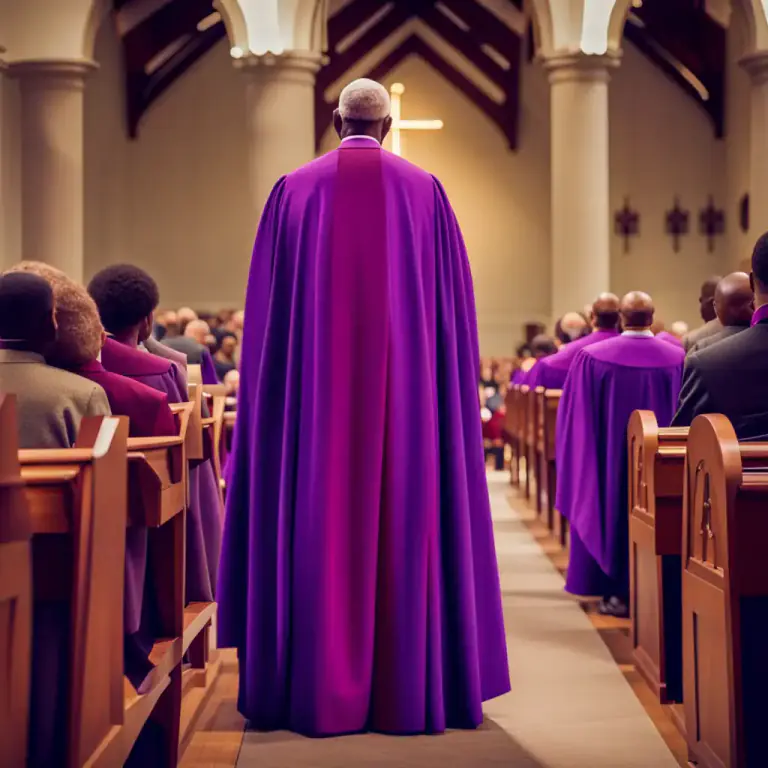 Visual representation of "frock" - A long, loose outer garment worn by some Christian clergy in religious services.