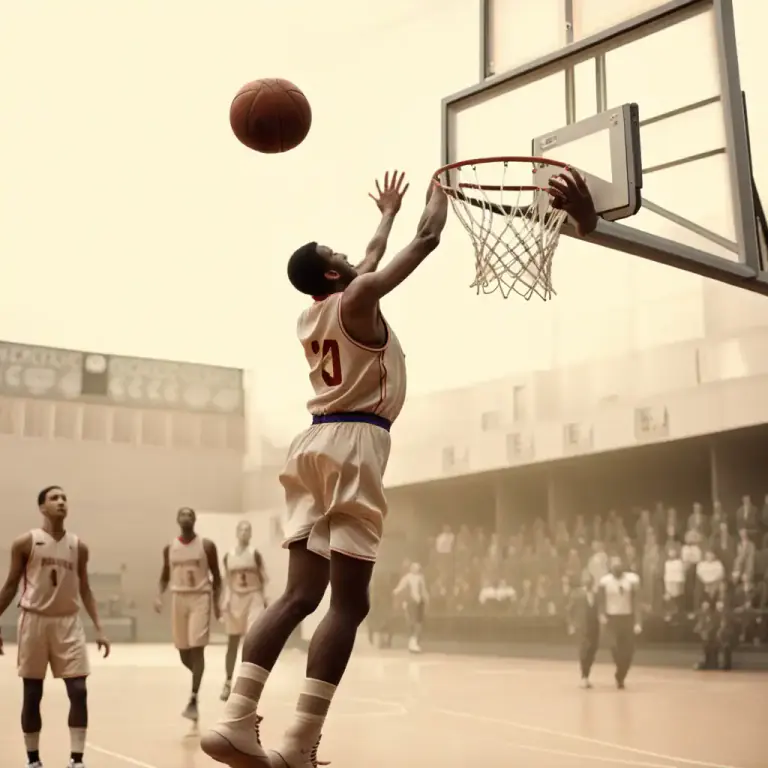 Visual representation of "basket" - In basketball, the container at either end of the court where points can be scored by throwing the ball into it.