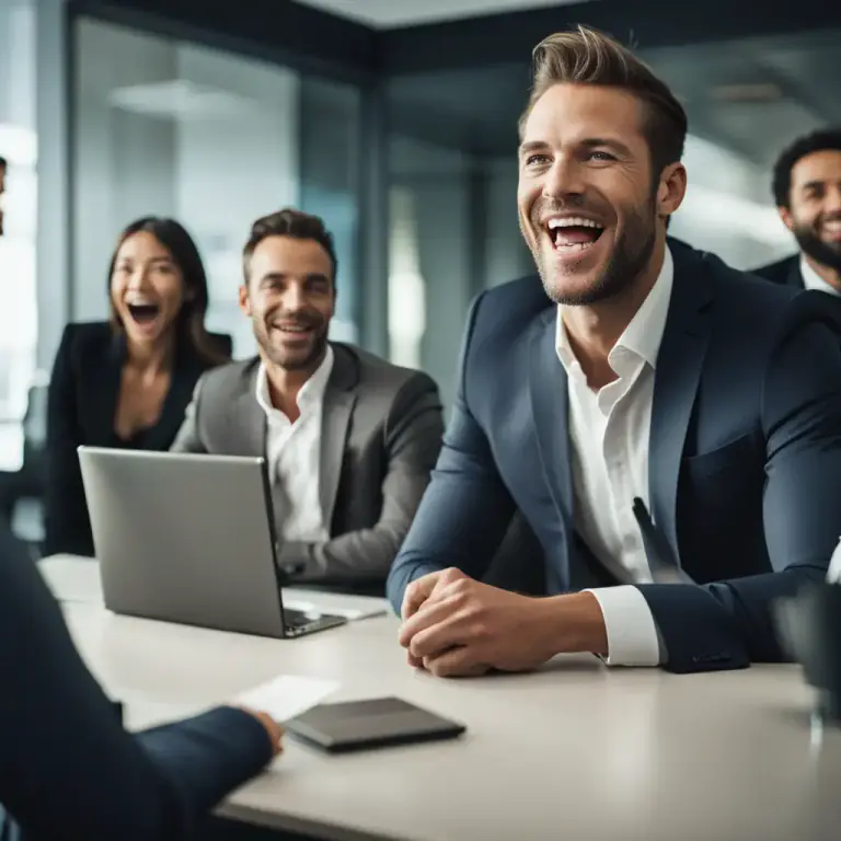 Visual representation of "have the last laugh" - To eventually get an advantage from a situation or succeed, despite criticism or opposition.
