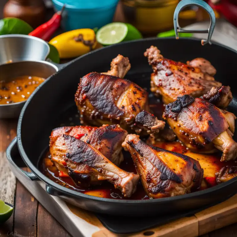 Visual representation of "jerk" - A style of cooking for Caribbean origin that involves the use of spicy marinade.