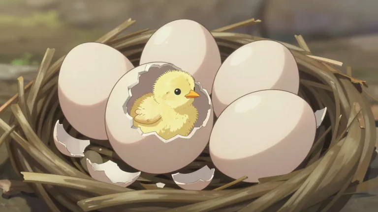 Visual representation of "hatch" - to produce young birds, insects, etc. from eggs