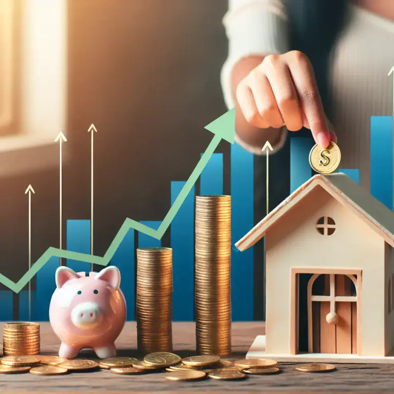Visual representation of "accumulate" - To gain or save gradually over time, often in terms of money or assets