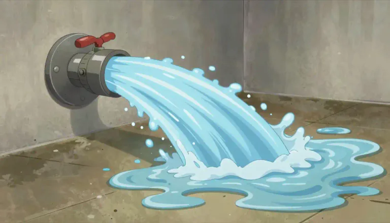 Visual representation of "outflow" - The act or process of flowing out.