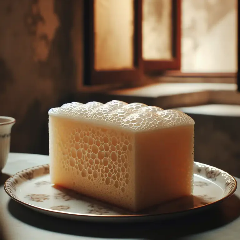 Visual representation of "foamy" - Resembling foam in appearance or consistency.