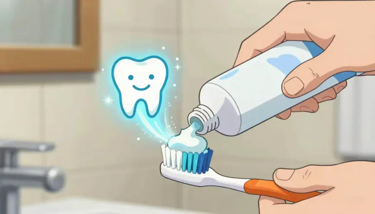Visual representation of "fluoride" - A substance that is put in things like toothpaste to keep teeth healthy.