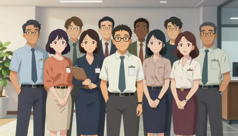 Visual representation of "staff" - A group of people who work for an organization or business.
