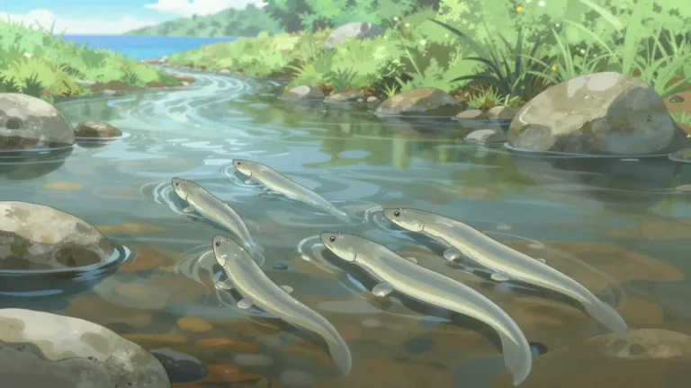Visual representation of "elver" - A young eel, especially one migrating up a river from the sea to mature.