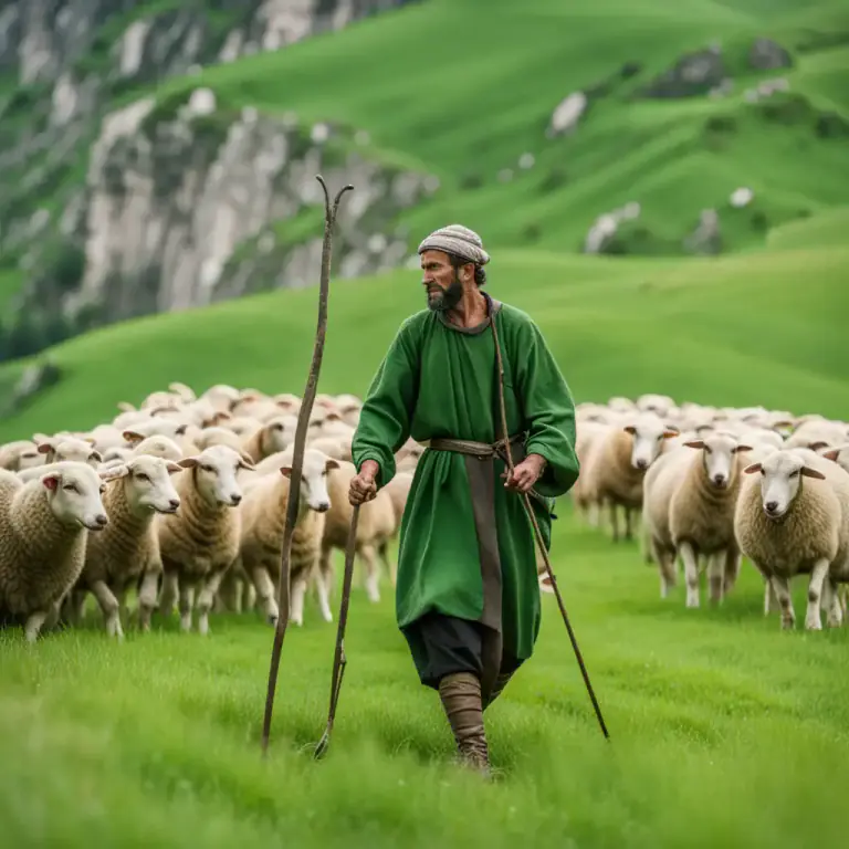 Visual representation of "crook" - The hooked staff carried by a shepherd