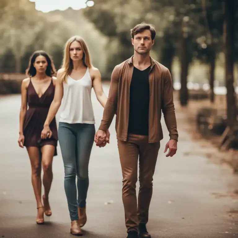 Visual representation of "on the rebound" - Beginning a new relationship soon after ending one, usually to cope with the breakup.