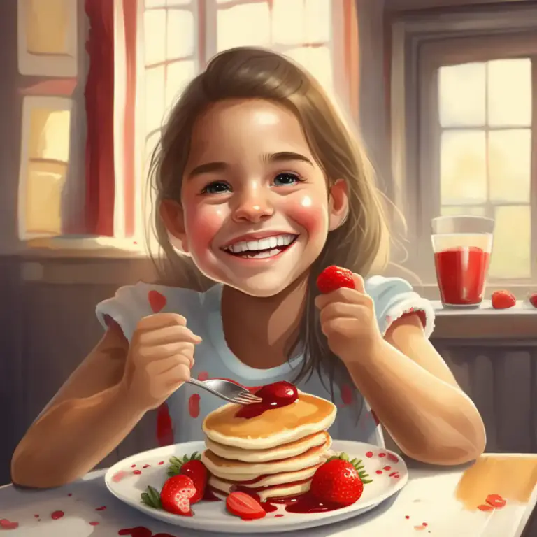Visual representation of "tuck into" - To start eating food eagerly