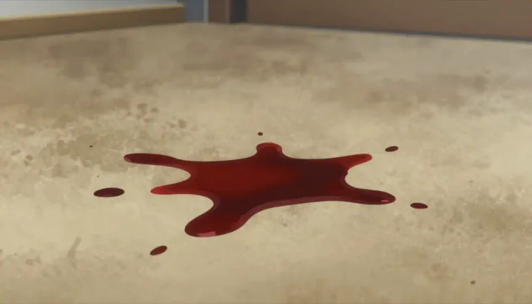Visual representation of "bloodstain" - A mark or spot made by blood, often resulting from wounds, which can indicate an event of injury or violence.
