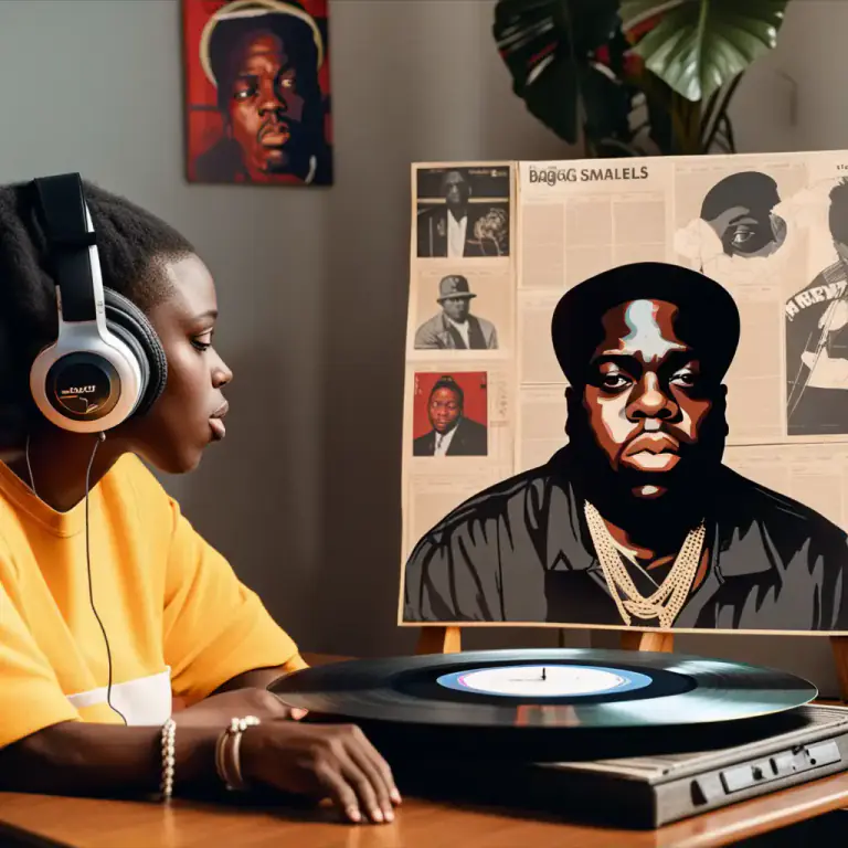 Visual representation of "biggie" - Used to refer to the rapper Biggie Smalls or The Notorious B.I.G.