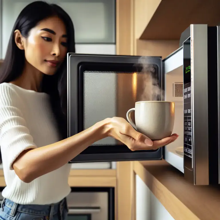Visual representation of "microwave" - Heat (food) by using a microwave