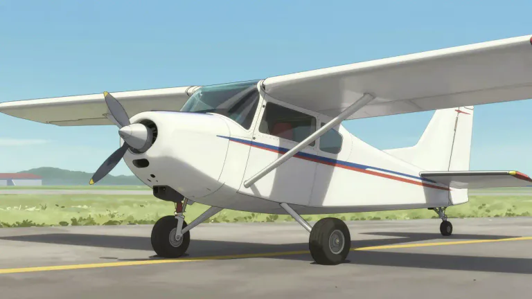 Visual representation of "taildragger" - A type of aircraft in which the main landing gear is located at the front, resulting in the tail being lower to the ground.