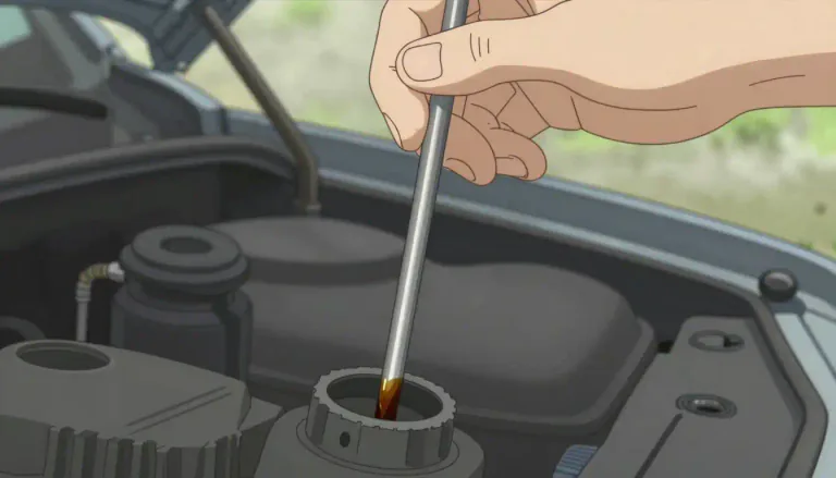 Visual representation of "dipstick" - A long, thin stick used to measure the level of a liquid, particularly in a vehicle's oil tank.