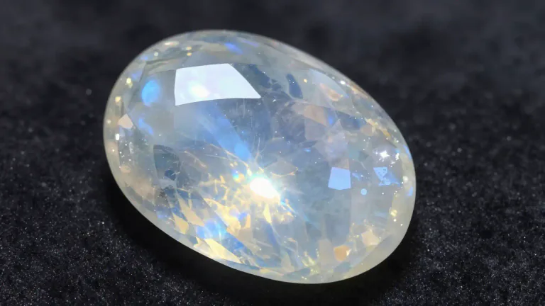 Visual representation of "moonstone" - It's a precious stone that is shiny and transparent.