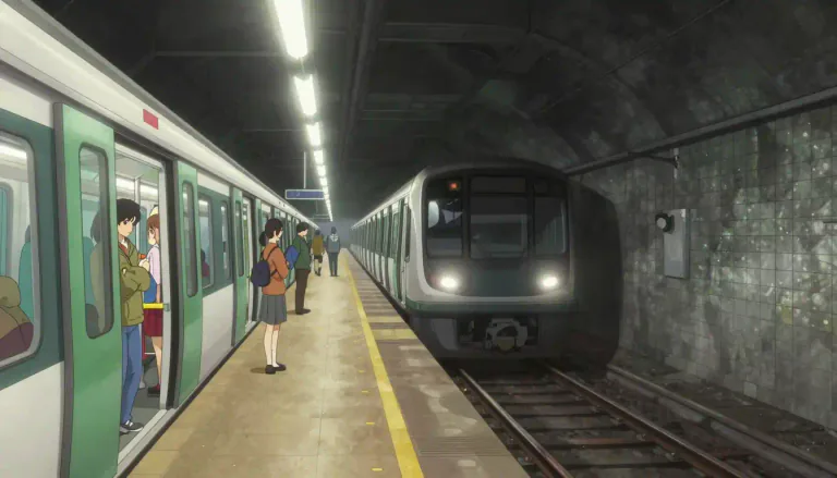 Visual representation of "subway" - A system of public transportation in a city that uses underground or elevated trains
