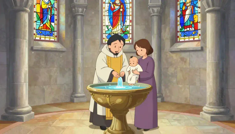 Visual representation of "baptistery" - A baptistery is a part of a church or building where baptisms take place.