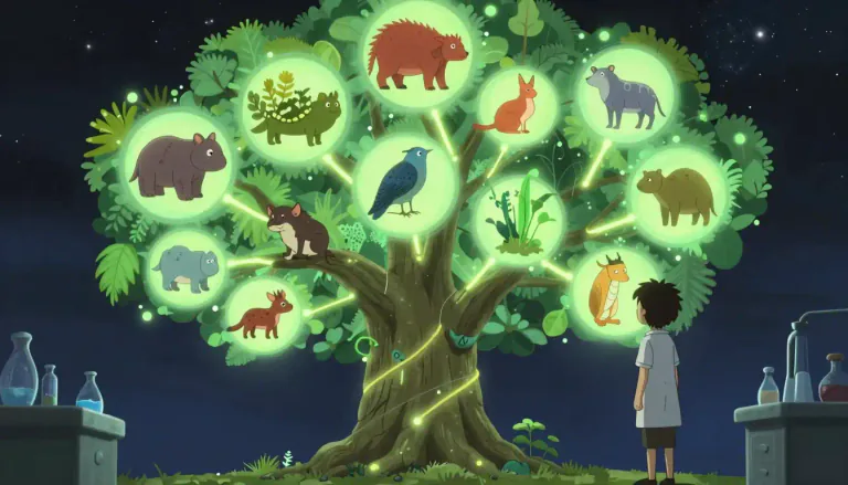 Visual representation of "phylogenetic" - Relating to the evolutionary development and relationships among species or groups.